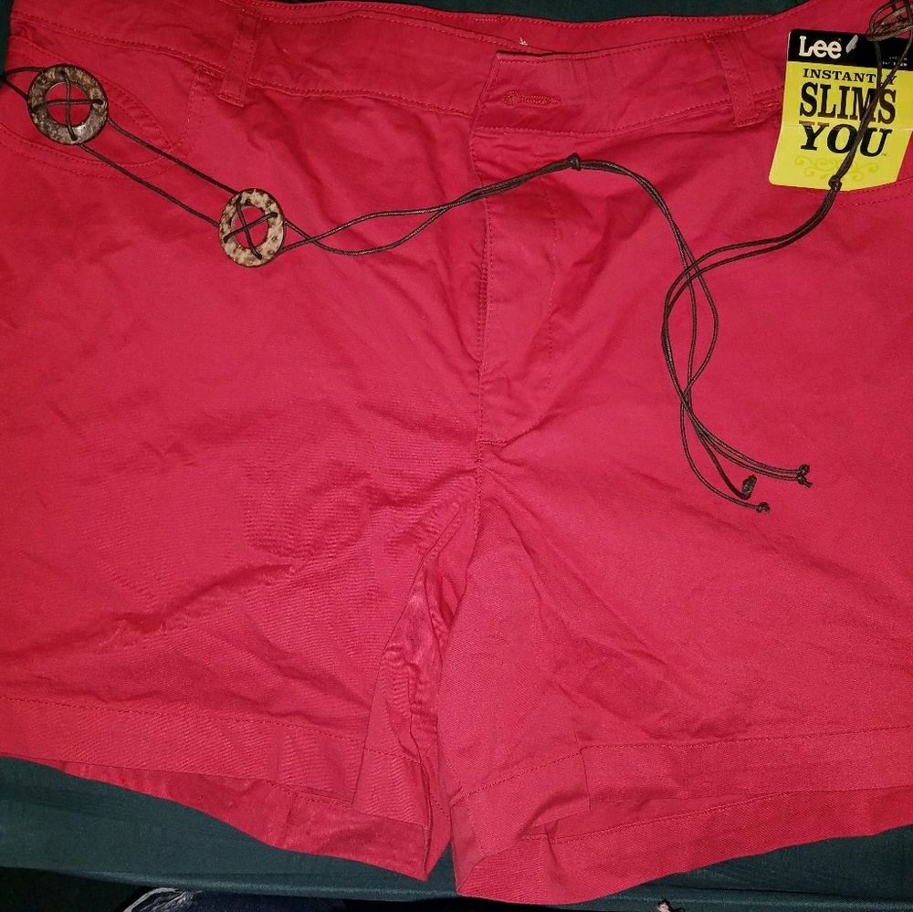 Coral Colored Shorts w/Tie Belt